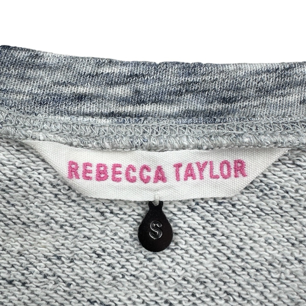 REBECCA TAYLOR Lace Insert Sweatshirt Gray White Silver - Picture 6 of 7